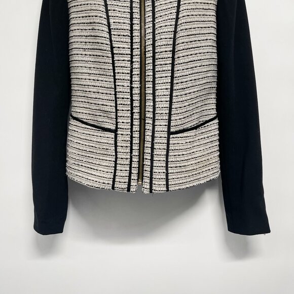 Calvin Klein Tweed Zip Up Jacket Suit Blazer Coat White Black Grey - Picture 4 of 7